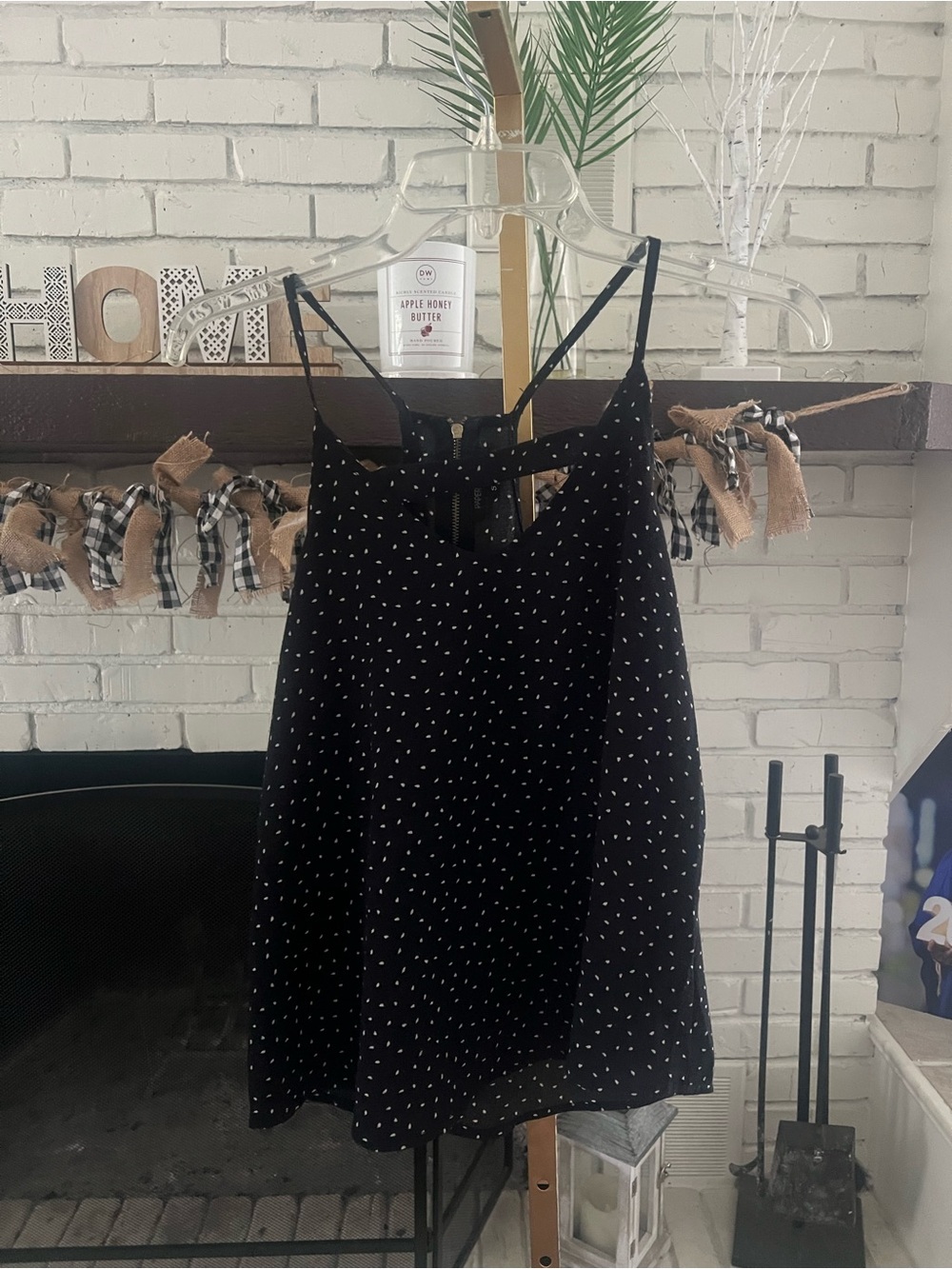 Papermoon Black Mini Dress with White Dot Print